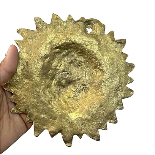 ☀️ Small Brass Sun Face Wall Hanging – Source of Energy, Prosperity & Positivity (6 Inch)