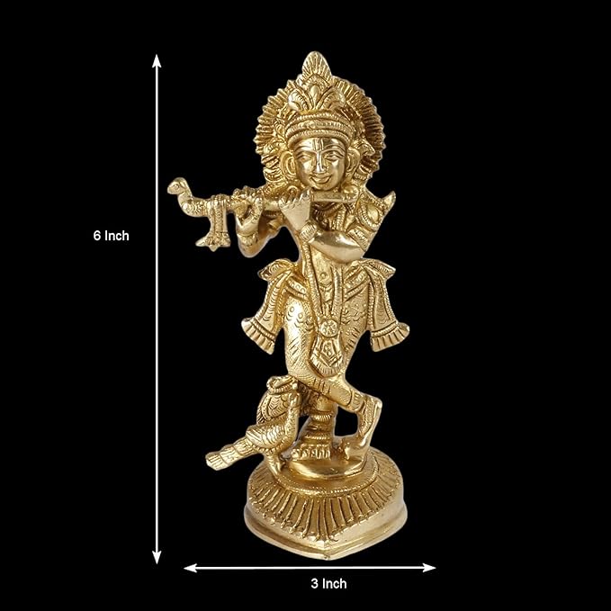 Golden Krishna Ji Idol – Symbol of Love, Prosperity & Divine Blessings (16 cm)