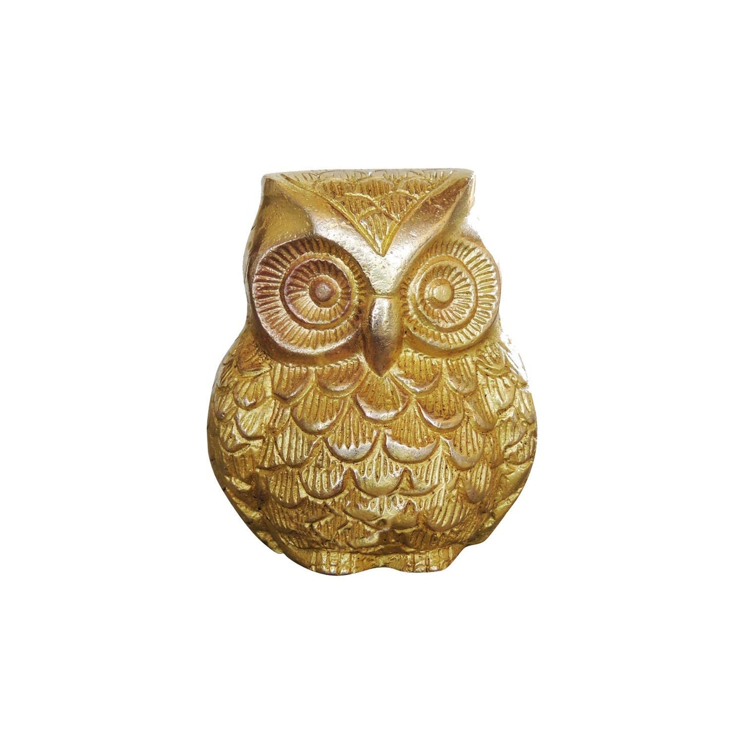 🦉 Golden Owl Showpiece – Symbol of Wisdom, Wealth & Good Fortune (9 × 6 cm)