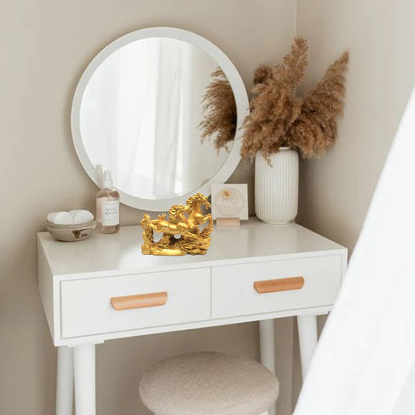 Two Golden Horse Showpiece | Vastu Vardan Symbol of Success, Speed & Prosperity for Home & Office Décor