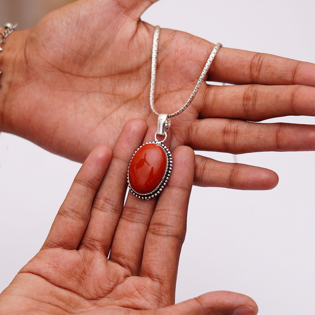 Natural Carnelian Stone Pendant| लाल सुलेमानी पेंडेंट