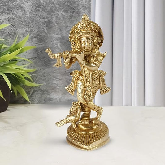Golden Krishna Ji Idol – Symbol of Love, Prosperity & Divine Blessings (16 cm)