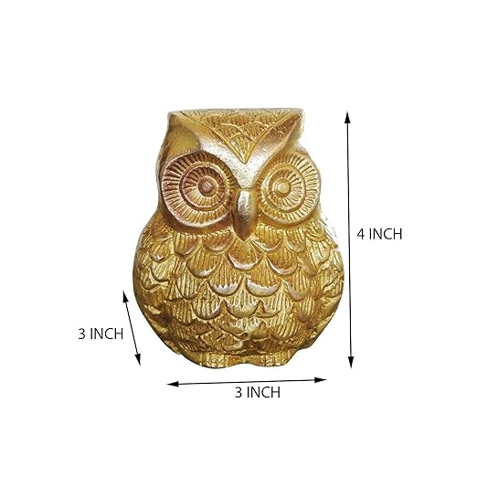 🦉 Golden Owl Showpiece – Symbol of Wisdom, Wealth & Good Fortune (9 × 6 cm)