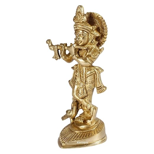 Golden Krishna Ji Idol – Symbol of Love, Prosperity & Divine Blessings (16 cm)