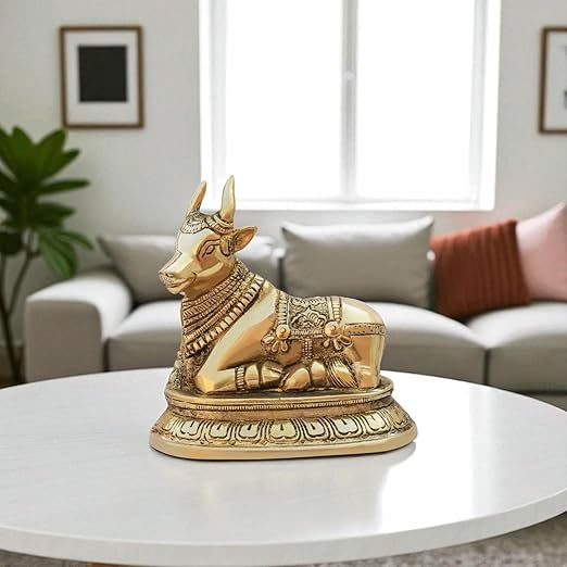 ✨ Brass Nandi Ji Idol – Divine Symbol of Devotion & Strength (9x11 CM)
