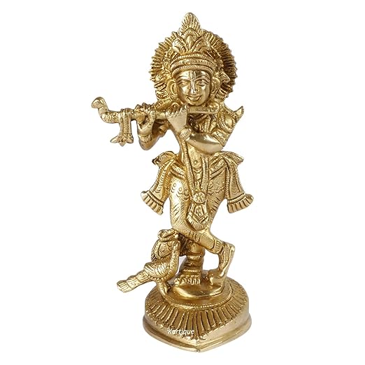 Golden Krishna Ji Idol – Symbol of Love, Prosperity & Divine Blessings (16 cm)