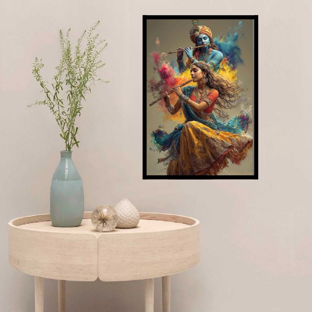 Shree Radha Krishna Dancing Canvas Wall Painting