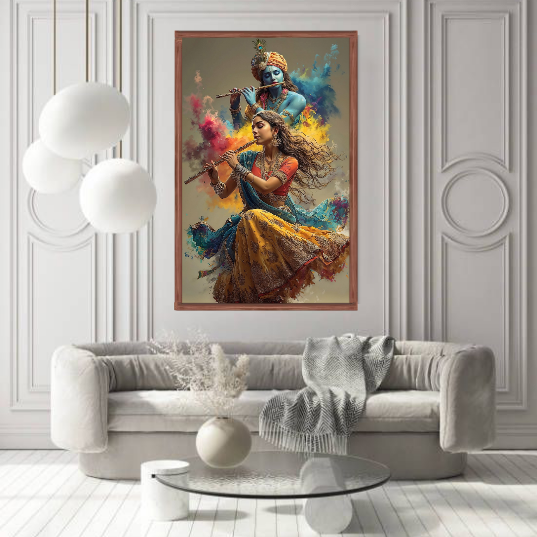 Shree Radha Krishna Dancing Canvas Wall Painting