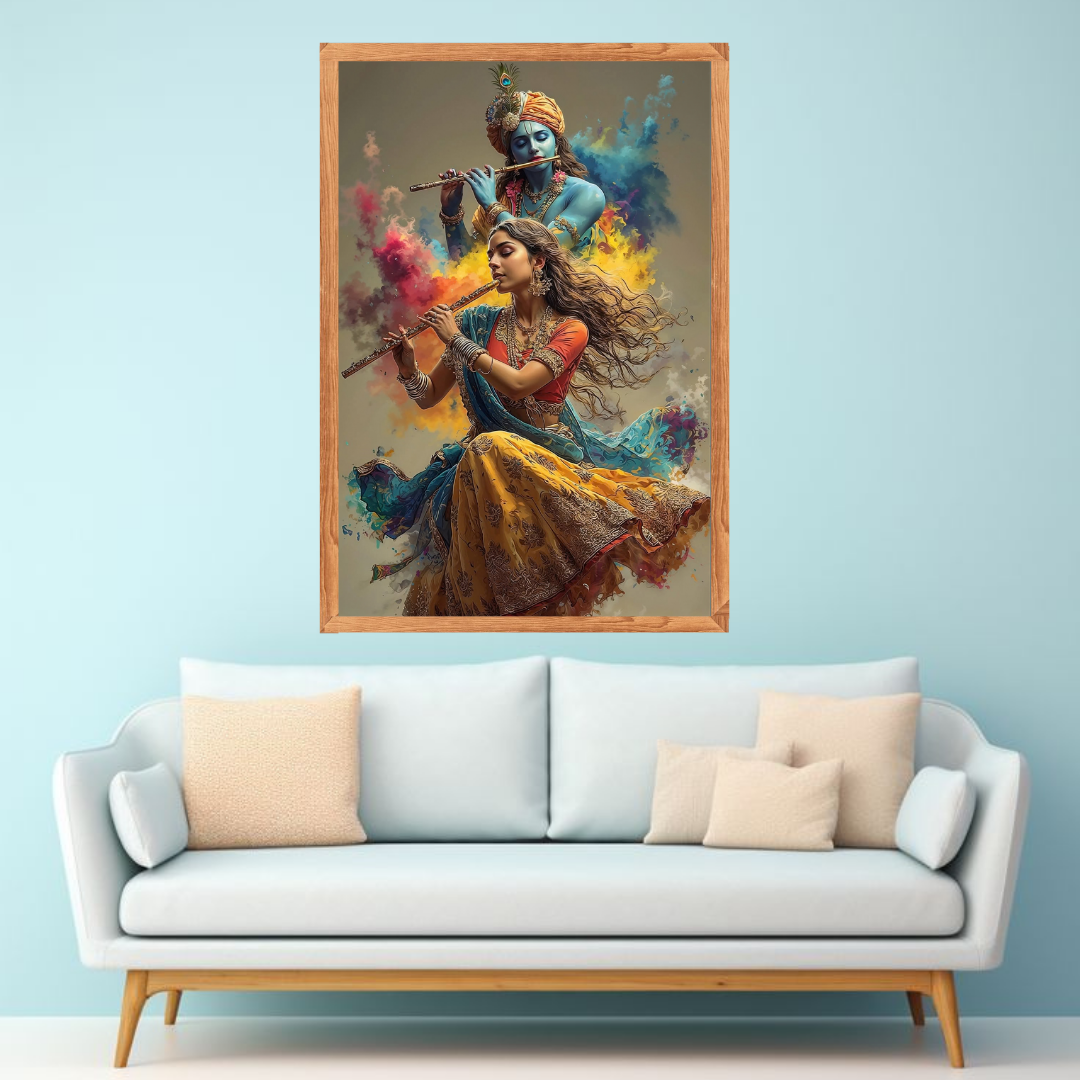 Shree Radha Krishna Dancing Canvas Wall Painting