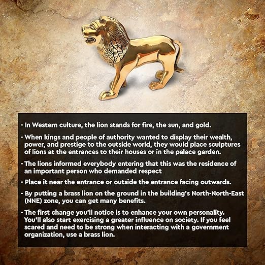 🦁 Golden Small Lion Showpiece – Symbol of Strength & Protection (12.1 × 9.5 cm)