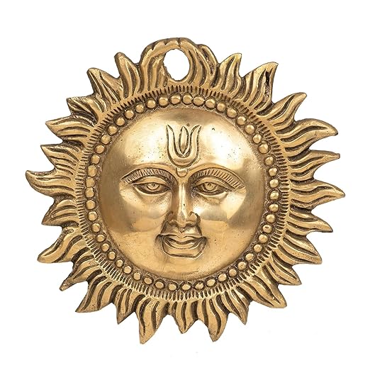 ☀️ Small Brass Sun Face Wall Hanging – Source of Energy, Prosperity & Positivity (6 Inch)