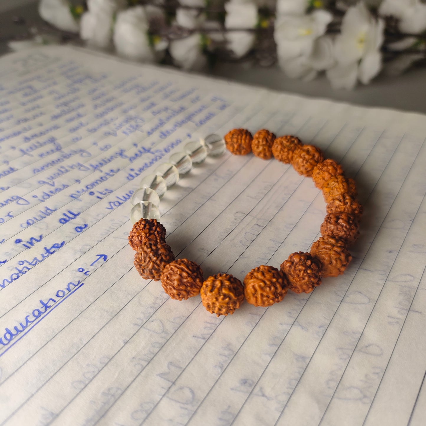 Spiritual Balance Bracelet – Rudraksha & Clear Quartz