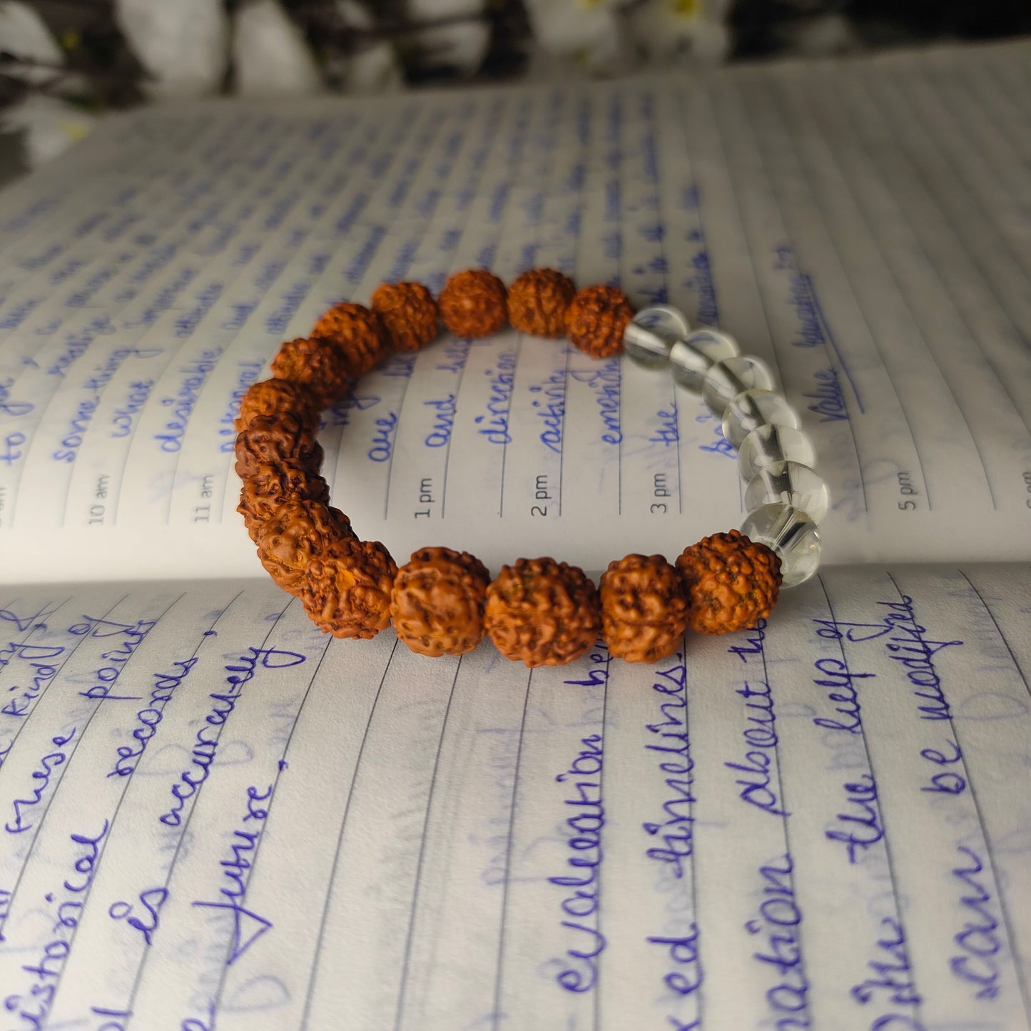Spiritual Balance Bracelet – Rudraksha & Clear Quartz