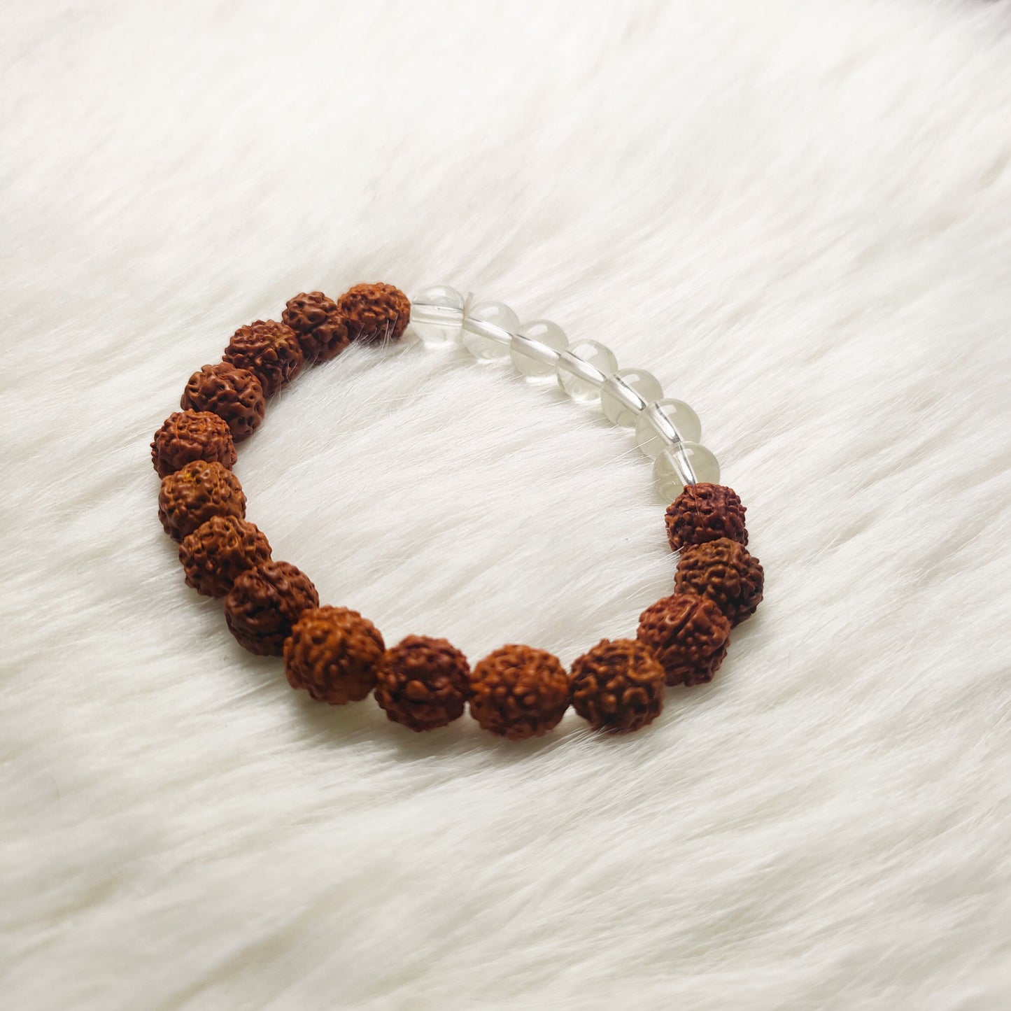 Spiritual Balance Bracelet – Rudraksha & Clear Quartz