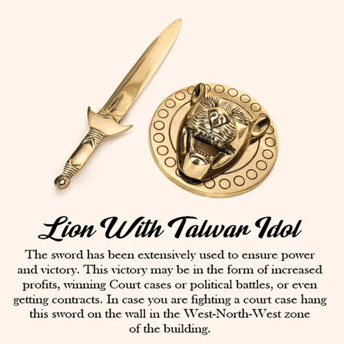🦁 Lion with Talwar Wall Hanging – Symbol of Power, Protection & Courage (10 cm)