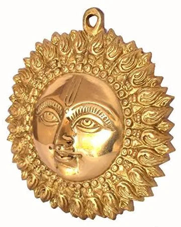 ☀️ Small Brass Sun Face Wall Hanging – Source of Energy, Prosperity & Positivity (6 Inch)