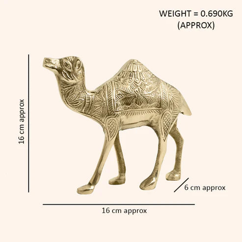 🐪 Golden Camel Showpiece – Symbol of Strength, Endurance & Prosperity (16 × 16 × 6 cm)